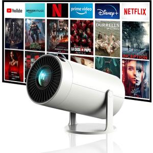Mini Projector with WiFi and Bluetooth, 4K Support JAOKPO Outdoor Portable Movie Projector Built-in Android 11 system Auto Keystone Home Smart Projector for Phone/TV Stick/Laptop