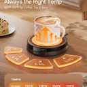 Coffee Mug Warmer for Desk, 50W Fast Heating Cup Warmer with Smart Display, 4 Temps & 12H Timer, Auto Shut Off for Tea, Milk, Hot Drinks - Wood Effect