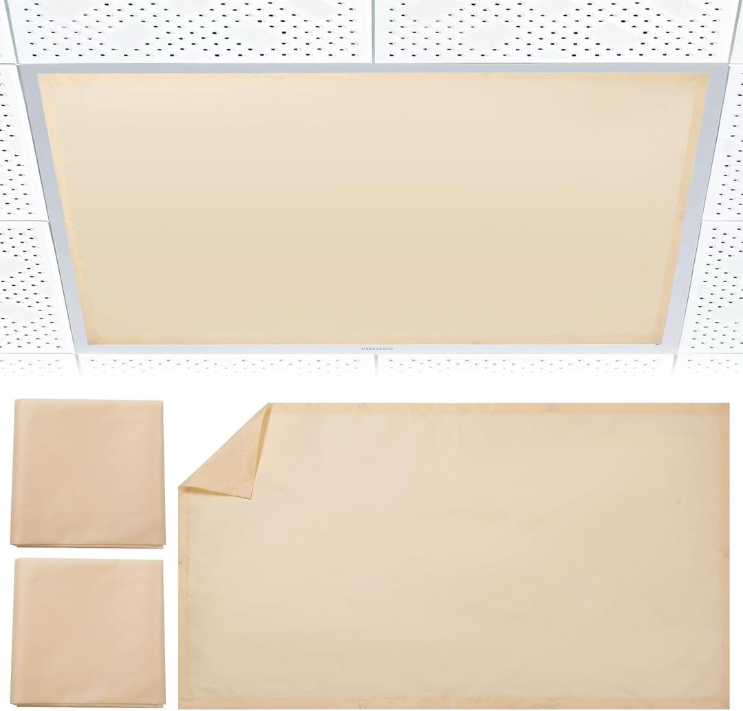 Torixqi 2pcs Fluorescent Light Covers - Light Covers for Ceiling Lights Classroom, Magnetic Light Filters for Office, Hospitals, Home 4 x 2 Feet (warm yellow)