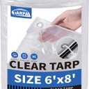 TARPAL Semi Clear Tarp 6x8ft Small Tarp Waterproof Clear Plastic Tarps with Grommets and Reinforced Edges for Patio,Porch and Outdoor Plant,Chicken Coop,Garden,Cat Litter (6x8FT-Finished Size)