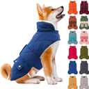 KYEESE Dog Coat Warm Pet Winter Puffer Coat with Leash Hole Waterproof Dogs Jacket with Fleece Lined Thick Pets Clothes with Pocket Windproof Dog Coats for Small Dogs Soft Pet Sweater for Cold Weather (Medium, Blue)