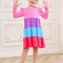 Bumeex Girl's Dresses Cotton Ruffle Sleeve Tiered Swing A-Line Cute Midi Casual Sundress (5T, #Pink)