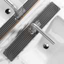 Stone Faucet Mat for Kitchen Sink - Quick Dry Diatomite Sink Splash Guard, Prevents Moisture Buildup & Water Stains, Water Absorbing Stone Tray for Bathroom Countertop (Dark Gray, 23.6" x 4")