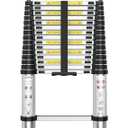 Telescoping Ladder with Hooks 20FT - Aluminum Telescopic Ladder with Stabilizer - Retractable Extension Ladders for Home Loft Roof RV Work with EN131 Certification - 330lbs Max Capacity (Silvery)