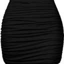 YMDUCH Women's Sexy High Waist Solid Tight Ruched Bodycon Mini Club Skirt (Large, Black)