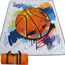 Outdoor Picnic Blanket,Portable Sandproof Waterproof Picnic Mat,Painted Basketball Printed Camping Beach Mat for Sand and Wet Grass Hiking (Painted Basketball S) (S)