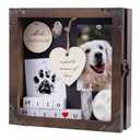 8.6'' Pet Memorial Shadow Box, Customizable Display Case for Dog Cat, Paw Print Hair Preservation, Picture Frame with Paw Print Kit Ashes Fur Jar as Pet Loss Sympathy Gift