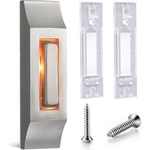 Enhon 1 Pack Metal Doorbell Push Button, Heavy Duty Metal Door Bell Button with Warm LED Light, Garage Doorbell Compatible with Wire Chimes, Transformer, Property in Copyright (Stylish Style)