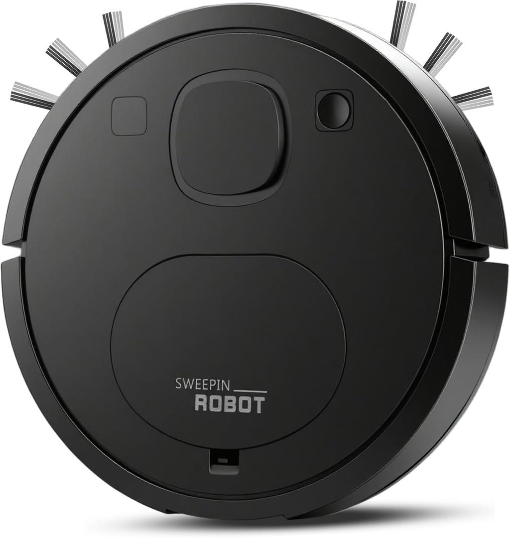 Robotic Vacuum Cleaner,Robot Vacuum and Mop Cleaning Robot Small Low-Noise,Tangle-Free Suction,Ideal for Hard Floor, Pet Hair,Carpet (Black2)