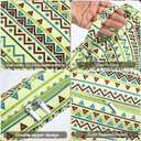 Large Bible Cover for Women, Mint Green & Teal Boho Geometric Bible Case with Zipper, Durable Canvas Study Bible Bag with Handle, Fits up to 10 x 7 x 2 Inches