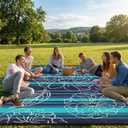 Garvee 8x10 Outdoor Waterproof Rug, Floral Outdoor Area Rug，Reversible Plastic Straw Patio Rug, Portable Camping Mat for RV, Picnic, Beach, Balcony, Garden & Camping Black&Blue