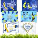 6 Pcs Down Syndrome Awareness Yard Signs Outdoor Decorations Blue and Yellow Ribbon Yard Sign with Stakes for Down Syndrome Awareness Social Event Party Decoration