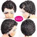 Short Curly Pixie Cut 13x4 Lace Front Wig Human Hair Wigs 13x4 HD Lace Frontal Wigs Short Layered Curly Glueless Wig Pre Plucked Deep Wave Pixie Cut Human Hair Wigs for Black Women, Natural Black