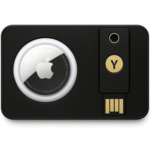YubiKey 5 NFC Card Holder with AirTag Slot Anti-Loss Tracking Wallet Insert for Everyday Carry (2-Pack, Black)