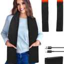 Heated Scarf Neck Heating Pad with 10000mAh Power Bank, Long Heated Neck Wrap for Neck Pain Relief, Cordless Portable Neck Warmer with Pocket for Home, Outdoor, Gift for Women & Men(Black)