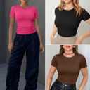 ATHMILE Womens Long Sleeve Crewneck/V Neck Ribbed Tops Fall Fitted Stretch Casual Basic T Shirts 2026 (Green, S)