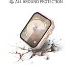 Misxi 2 Pack Tempered Glass Case Compatible for Apple Watch Series 9 Series 8 Series 7 45mm, Hard PC Screen Protector Overall Protection Scratch-Resistant Cover for iWatch, 1 Rose Gold + 1 Transparent