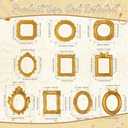 Lineshading 10 Pcs Mini Gold Picture Frames Vintage Small Resin Photo Frames Bulk Ornate Baroque Decor for Table Top, Jewelry Display, Refrigerator & Wedding Favors Antique Gold Ornament Set (Classic)