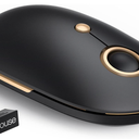 Wireless Mouse, 2.4G Laptop Mouse, Silent Slim Mouse, Computer Mouse with 5 Level Adjustable DPI for PC Laptop Mac MacBook, Black & Gold