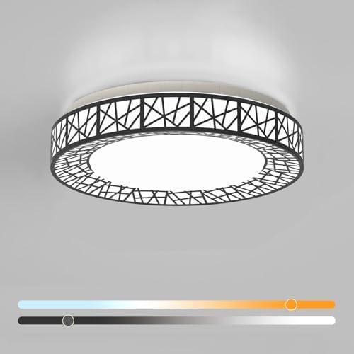 Lightania 16 Inch Flush Mount Ceiling Light, Modern Black LED Ceiling Light Fixture, 28W 2800LM 2700-6500K Adjustable, Dimmable Ceiling Lights for Bedroom, Kitchen, Hallway, Bathroom, ETL Listed