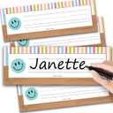 Hadley Designs Desk Name Tags for Classroom - 25 Student Desk Name Plates for Classroom Decor, 9x3 Smiley Nametags Cubby Labels Teacher Supplies, 1st 2nd 3rd Grade Kindergarten Preschool Must Haves