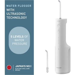 Panasonic Oral Irrigator, Cordless Water Flosser with Ultrasonic Cleaning, Dishwasher Safe Tank, EW-DJ66-W