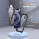 Miracase Glass Series for iPhone 12/12 Pro Case 6.1 inch, Upgraded Full-Body Rugged Phone Bumper Case Cover with Built-in 9H Tempered Glass Screen Protector and Camera Protector, Black