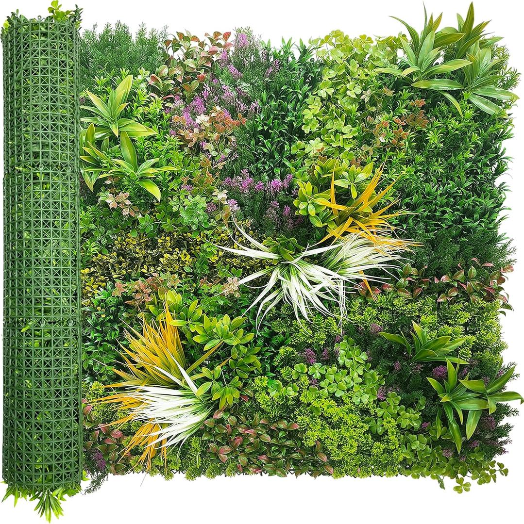 Artificial Greenery Grass Wall Panels: 40'' x 120'' UV-Anti Faux Greenery Ivy Privacy Fence Screen Backdrop Boxwood Vine Leaf Hedges for Patio, Balcony, Garden, Green Decor