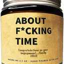 Funny Engagement Scented Candles Relaxing Lavender for Couples, New Weds (About Fucking TIME, 3.5 OZ / 100 gram)