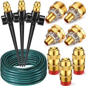 Landical Above Ground Irrigation Garden Sprinkler System 3 Pack Lawn Sprinkler and 32.8 ft Garden Hose Drip Irrigation System Garden Watering System DIY Plant Watering Set for Yard (Black)
