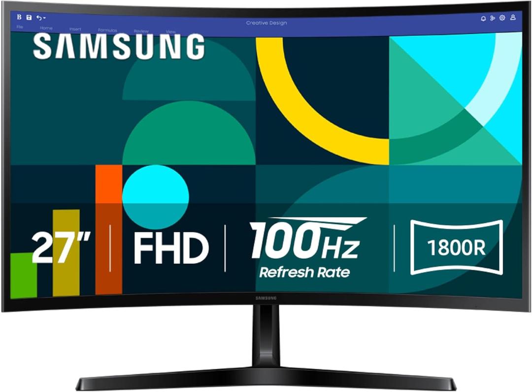 Samsung 27" Essential S3 (S36GD) Series FHD 1800R Curved Computer Monitor, 100Hz, Game Mode, Advanced Eye Comfort, HDMI and D-sub Ports, LS27D366GANXZA, 2024.