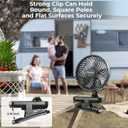 10000mAh Clip On Fan, 42H Run, Quiet & Auto Oscillating Table Fan, Rechargeable 4 Powerful Speeds, Battery Operated Desk Fan for Camping Outdoor Travel RV Home Bedroom Office Co-Branded with AMACOOL