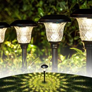 BEAU JARDIN 8 Pack Solar Pathway Lights Outdoor Solar Powered Lights Waterproof Glass High Lumen for Garden Landscape Path Yard Walkway Patio Driveway Outside Colored Color Changing White Bronze