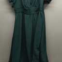 CICIDUDU Womens Formal Dress V Neck Flutter Short Sleeve Split A Line Boho Maxi Dresses for Wedding Guest, Green, XL