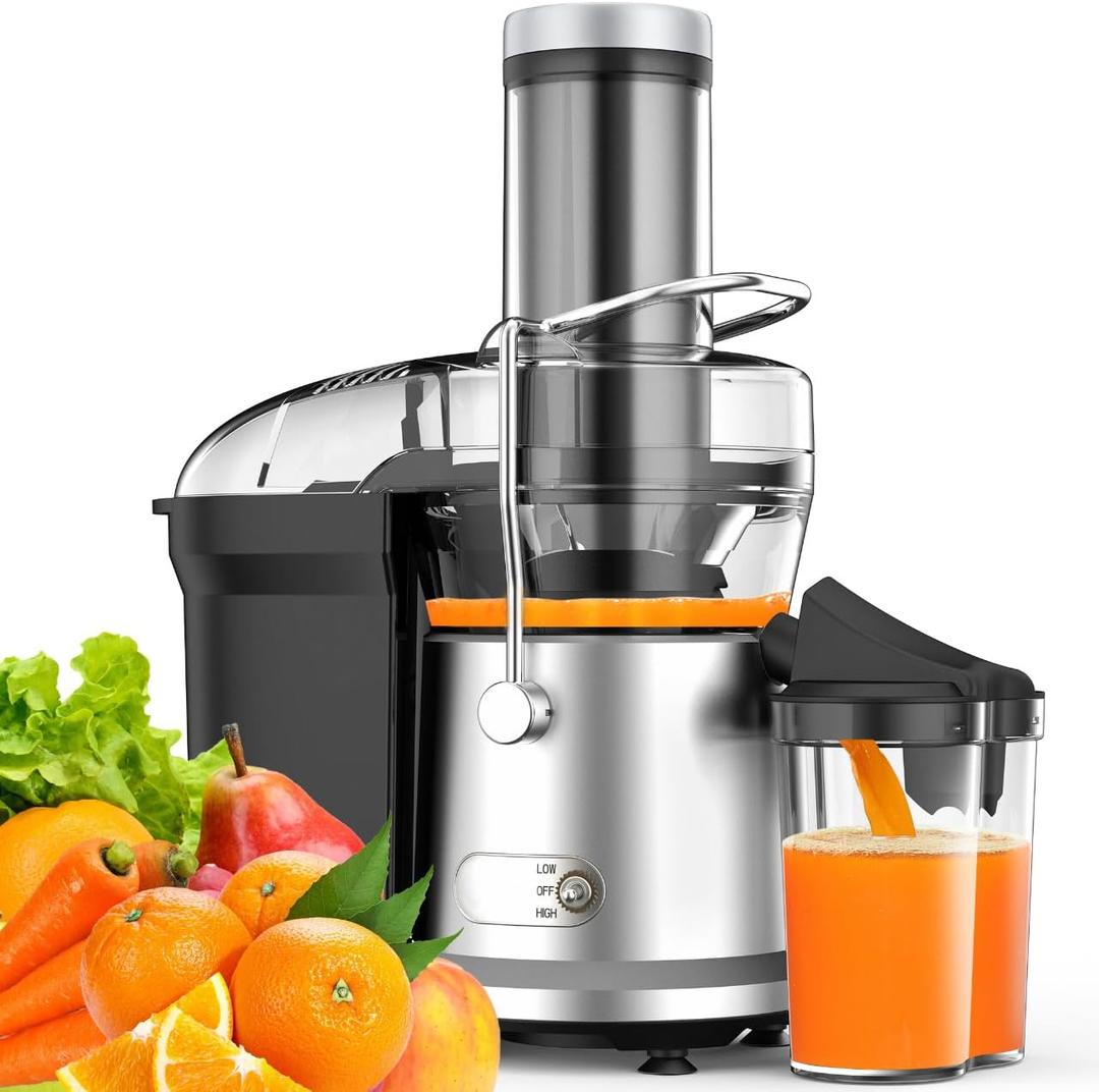 1200W Juicer Machines with 3.2" Feed Chute for Whole Fruits and Vegs, Dual Speeds Centrifugal Juice Extractor, Heavy Duty Full Copper Motor, 35oz Large Juice Jug, Easy to Clean, BPA-Free (Black)