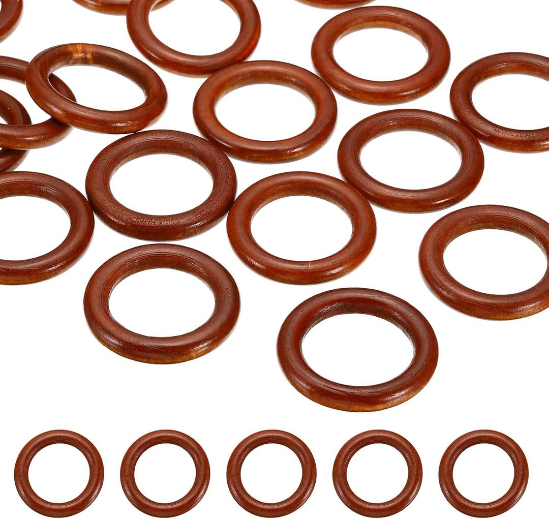 PATIKIL 50mm Natural Wooden Rings, 50Pcs Wood Ring Round Linking Rings Wood Loop Circle for Plant Hanger Craft DIY Jewelry Christmas Macrame, Coffee