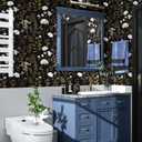 Laatse Dark Floral Wallpaper Peel and Stick Boho Wallpaper 17.5in x 118in Vintage Leaf Contact Paper Vinyl Waterproof Self Adhesive Leaf Botanical Wall Paper for Bedroom Walls Kitchen Cabinet (Bright White&Light Gold)