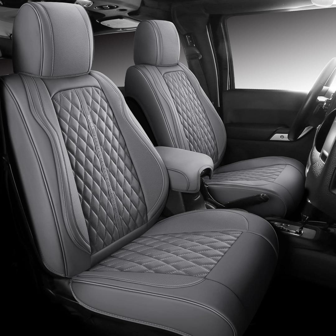Faux Leather Custom Car Seat Covers Fit for 07-22 Jeep Wrangler JK/JL 2/4 Doors 4XE Sahara Unlimited Sport Snuggly Gladiator (07-22 Full Set Grey, (2 door))