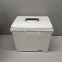 IRIS USA File Box WeatherPro Portable File Organizer Plastic File Box for Letter File w/ Organizer-Lid, Durable Lid and Seal w/ Secure Latching Buckles, Stackable and Nestable, Pearl 19 Qt. 1 Pack