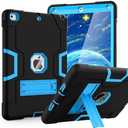 OKP Case for iPad 6th Generation/iPad 5th Generation/iPad 9.7 inch/iPad Air 2, Shockproof Case for iPad 9.7 inch 2018/2017 with Kickstand, Black+Blue