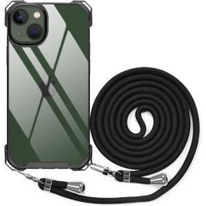 Crossbody Case for iPhone 13 Mini, Crossbody Cover with Neck Cord Strap,Transparent Clear PC Lanyard Phone Case for iPhone 13 Mini