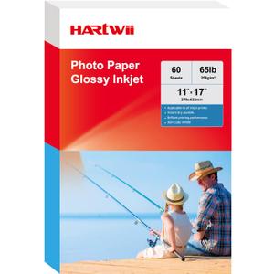 60 Sheets Heavyweight Inkjet Glossy Photo Paper 11 x 17 inch 65lb 250gsm for Obituary Bulletin Gallery Show Thick for A3 Size Dye Ink Printers