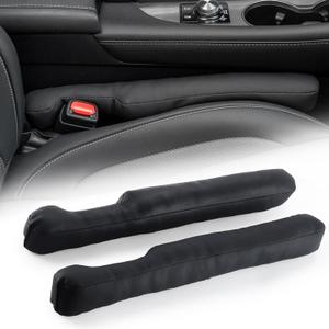 Urehepo 2 pcs Leather Car Seat Gap Filler Organizer, Interior Car Accessories to Stop Things from Dropping for Car SUV Truck Camper, Fill The Gap Between Seat and Console - Black