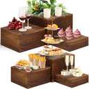 6 Pack Wooden Risers Display Stands Rustic Wood Cake & Cupcake Stands for Party Square Food Risers for Buffet Wooden Crates for Display Home Decor (Brown)