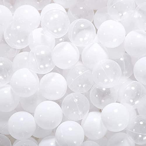 STARBOLO Ball Pit Balls Phthalate Free BPA Free Non-Toxic Crush Proof Play Balls for Toddlers Kids Pool Playhouse (100 Balls-White/Transparent), (Pack Of 2).