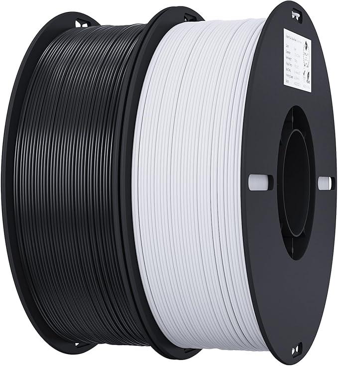 Creality 3D Printer Filament Bundle 4KG, 4 Pack 1kg Spool(2.2lbs) 1.75mm PLA Filament Bulk +/- 0.02mm, for Most FDM 3D Printers, White and Black