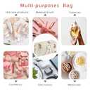 Small Quilted Cotton Initial A-Z Makeup Bag, Personalized Aesthetic Chenille Letter Travel Cosmetic Pouch with Bear Pattern, Cute Preppy Toiletry Organizer Bag, Gift Ideal for Women Girls(Bear M)
