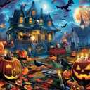 Nattork Jigsaw Puzzle 1000 Pieces for Adults, Halloween Haunted House,Challenging Adult Puzzles for Halloween Decor & Gift