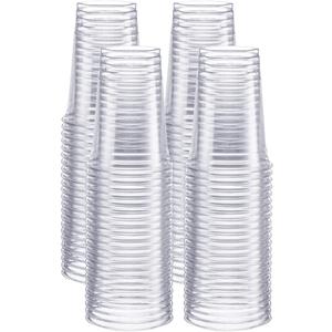 GUSTO [10 oz. - 100 Pack Crystal PET Clear Plastic Cups for Party - Ideal for Cold Beverages, Smoothies, and Parties