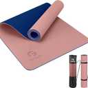 Gruper Yoga Mat Non Slip, Eco Friendly Fitness Exercise Mat with Carrying Strap,Pro Yoga Mats for Women,Workout Mats for Home, Pilates and Floor Exercises (0.24*24*72 Inches, 2.Pink / Navy Blue)